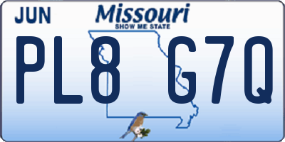 MO license plate PL8G7Q