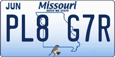 MO license plate PL8G7R