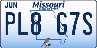 MO license plate PL8G7S