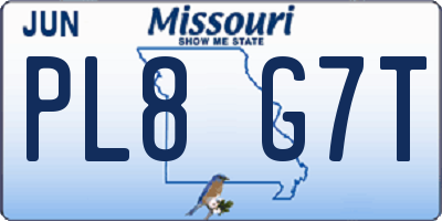 MO license plate PL8G7T