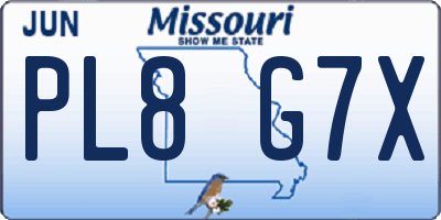 MO license plate PL8G7X