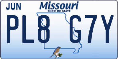 MO license plate PL8G7Y