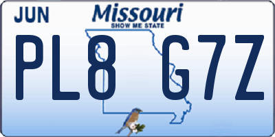 MO license plate PL8G7Z