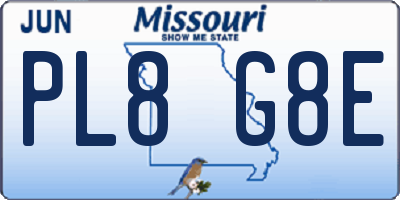 MO license plate PL8G8E