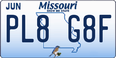 MO license plate PL8G8F