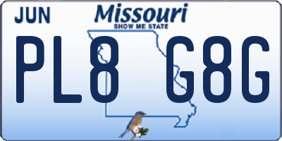 MO license plate PL8G8G