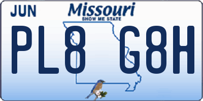 MO license plate PL8G8H