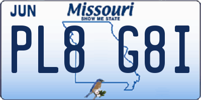 MO license plate PL8G8I