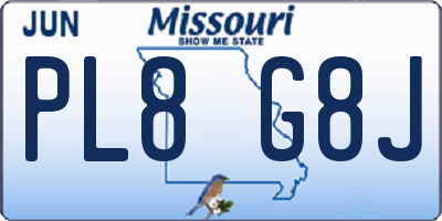 MO license plate PL8G8J