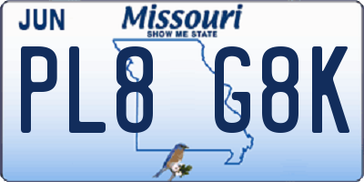 MO license plate PL8G8K