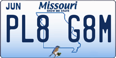MO license plate PL8G8M