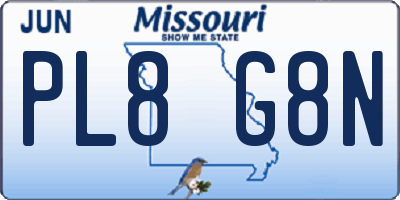 MO license plate PL8G8N