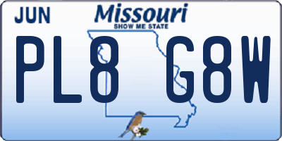 MO license plate PL8G8W