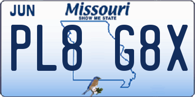 MO license plate PL8G8X