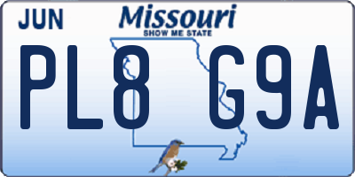 MO license plate PL8G9A
