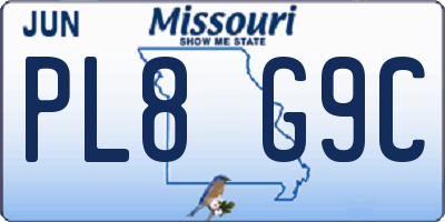 MO license plate PL8G9C