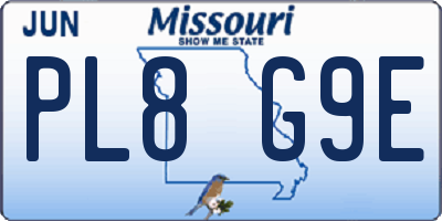 MO license plate PL8G9E