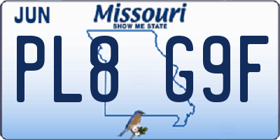 MO license plate PL8G9F