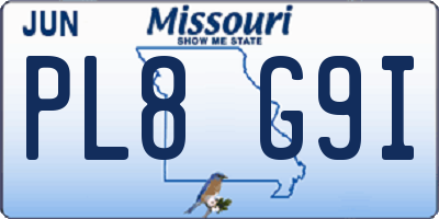MO license plate PL8G9I