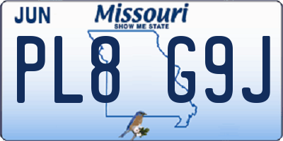 MO license plate PL8G9J