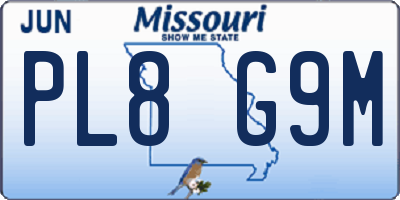 MO license plate PL8G9M