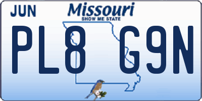 MO license plate PL8G9N