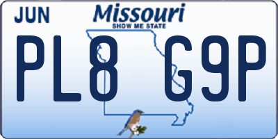 MO license plate PL8G9P