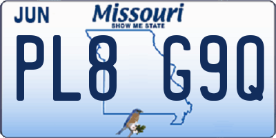 MO license plate PL8G9Q
