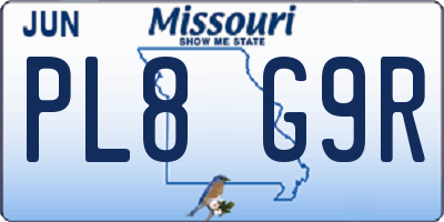 MO license plate PL8G9R