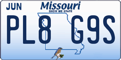 MO license plate PL8G9S