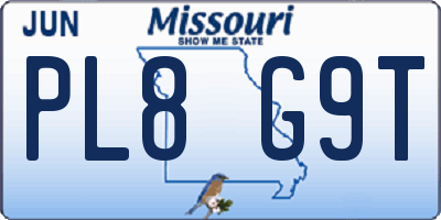 MO license plate PL8G9T