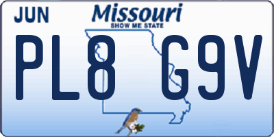 MO license plate PL8G9V