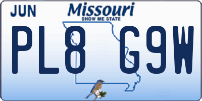 MO license plate PL8G9W