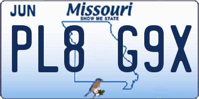 MO license plate PL8G9X
