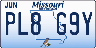 MO license plate PL8G9Y