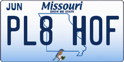MO license plate PL8H0F