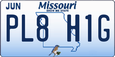 MO license plate PL8H1G