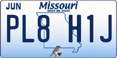 MO license plate PL8H1J