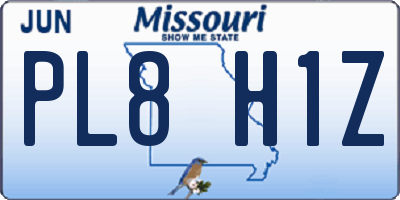 MO license plate PL8H1Z
