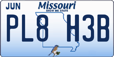 MO license plate PL8H3B