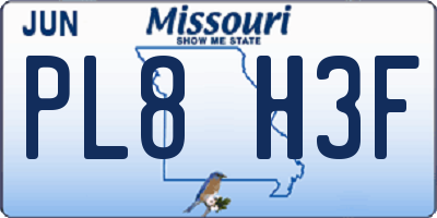 MO license plate PL8H3F