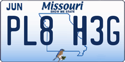 MO license plate PL8H3G