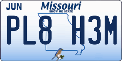 MO license plate PL8H3M