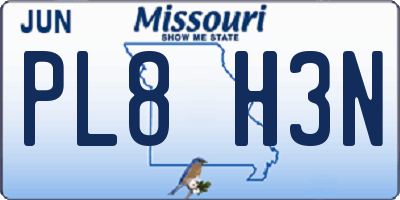 MO license plate PL8H3N
