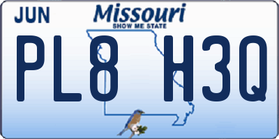 MO license plate PL8H3Q