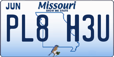 MO license plate PL8H3U