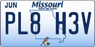 MO license plate PL8H3V