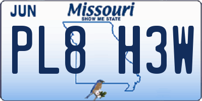 MO license plate PL8H3W