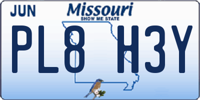 MO license plate PL8H3Y