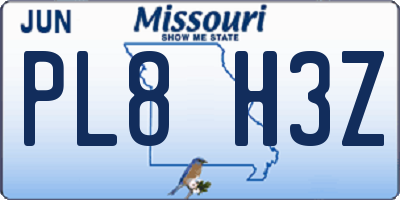 MO license plate PL8H3Z